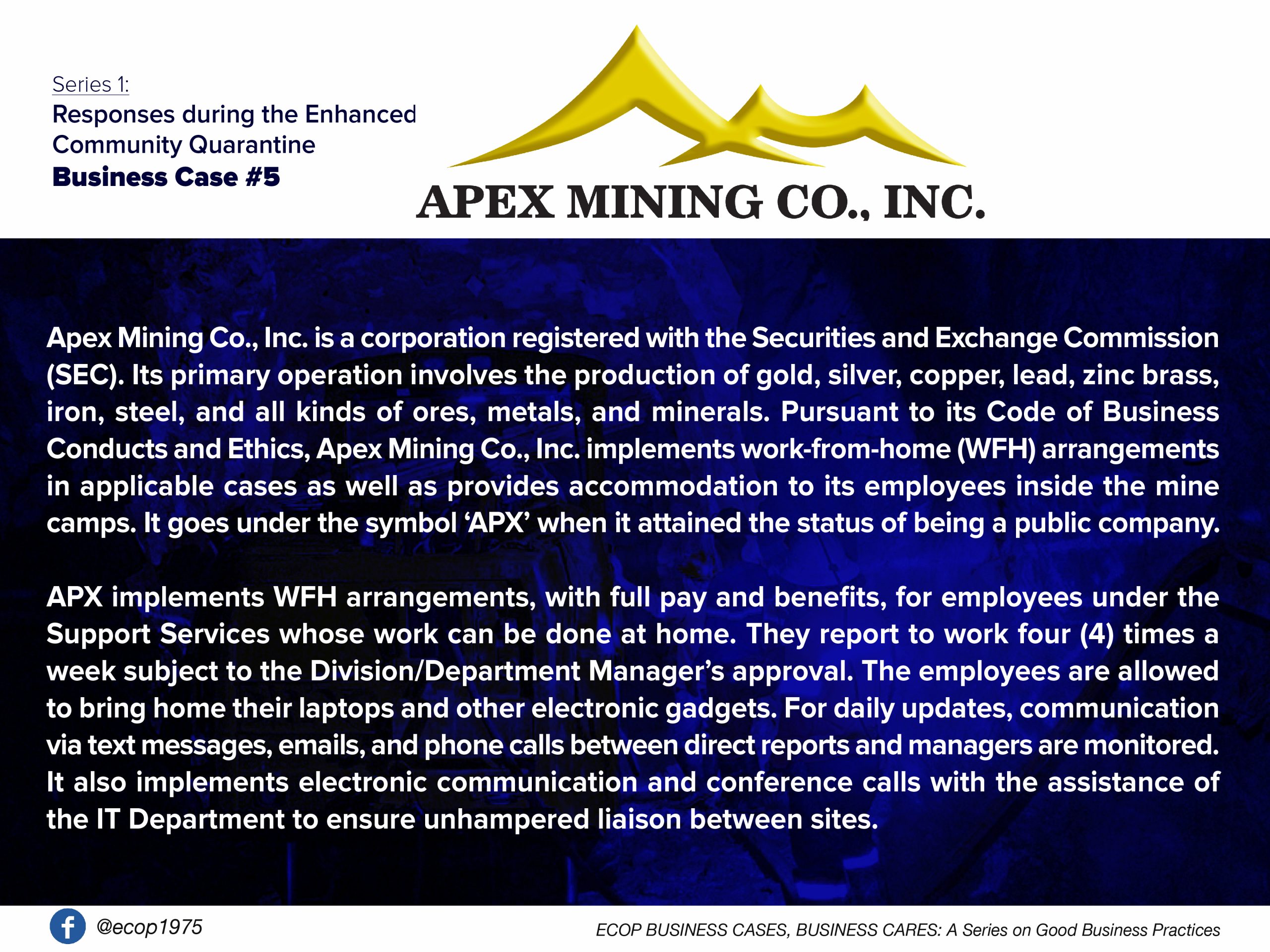 01-Apex Mining Co., Inc. amid the COVID-19 crisis