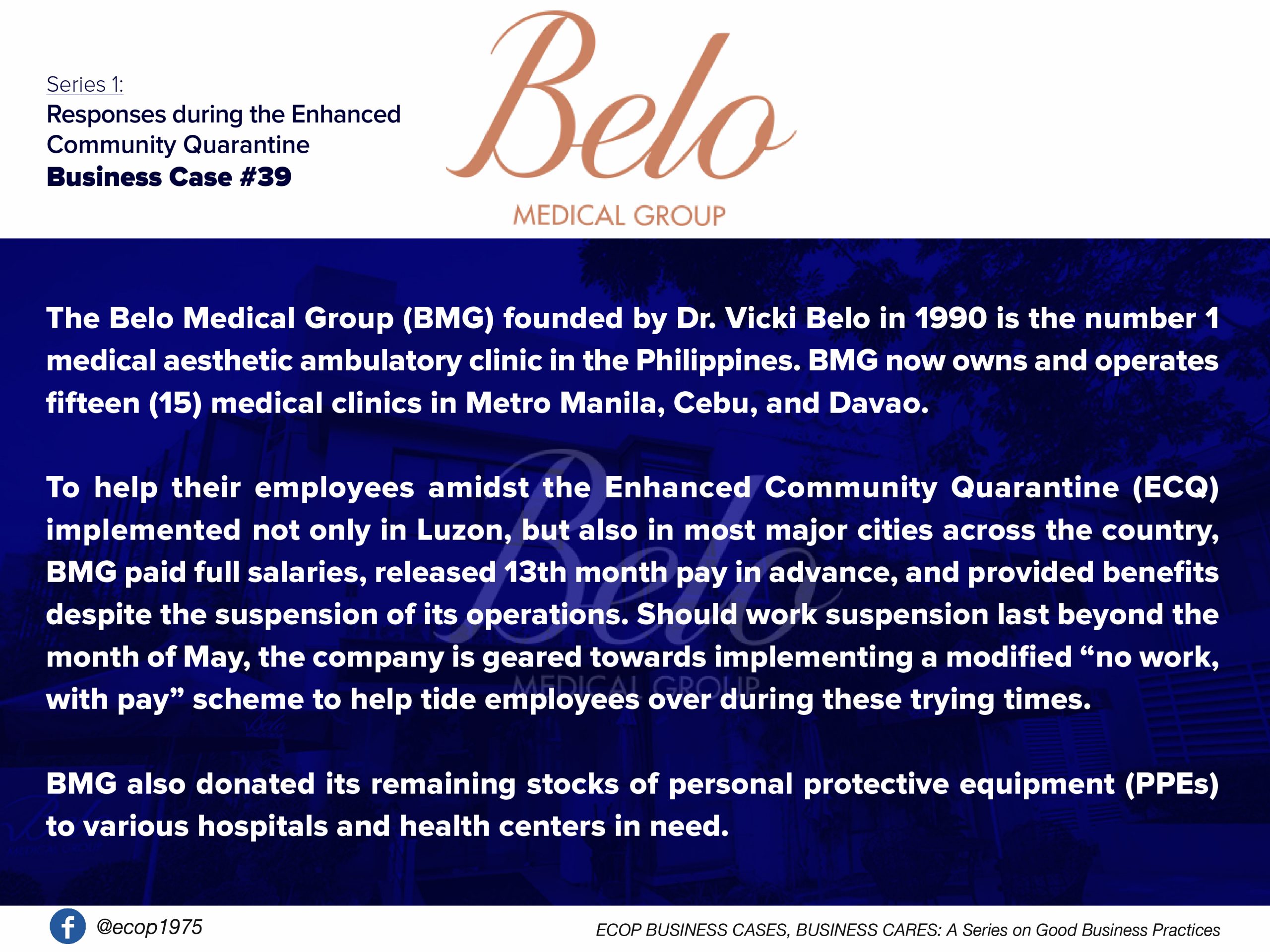 Best Practices of​ Belo Medical Group (BMG)